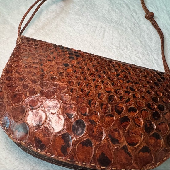 Vintage 70s Python Snakeskin Leather Shoulder Bag OR Clutch Bag - Picture 6 of 16